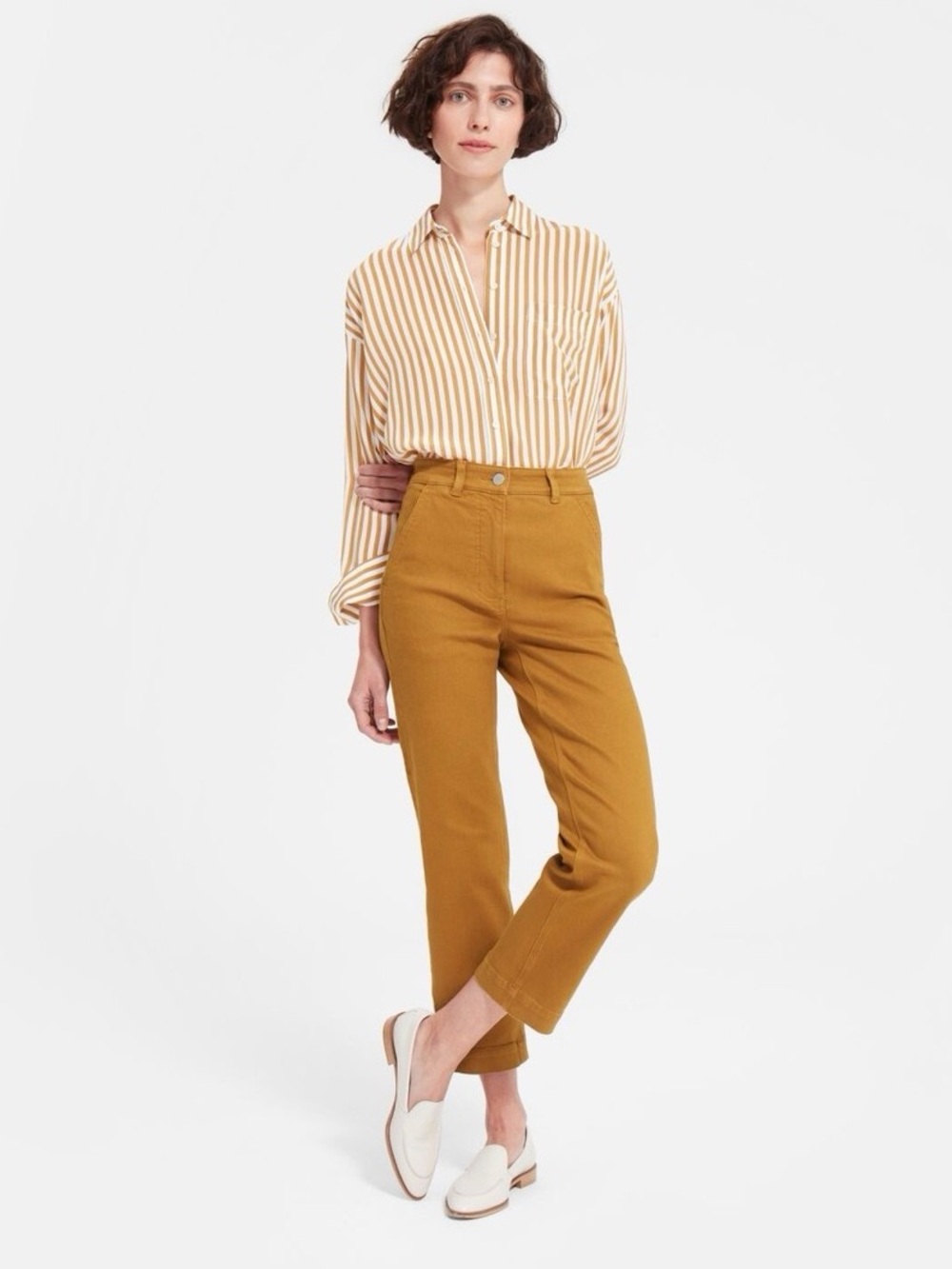 Everlane Cropped Straight Short in Golden Brown High Rise Organic Cotton Size 2